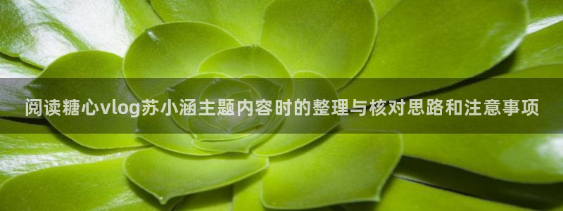 糖心vlog官网下载：阅读糖心vlog苏小涵主题内容时的整理与核对思路和注意事项