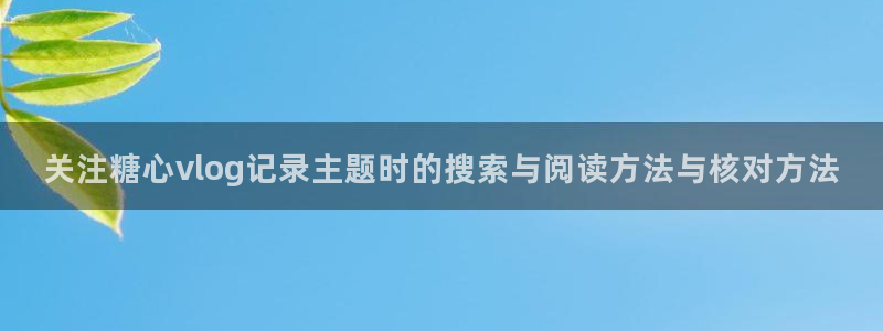 糖心vlog官网下载：关注糖心vlog记录主题时的搜索与阅读方法与核对方法